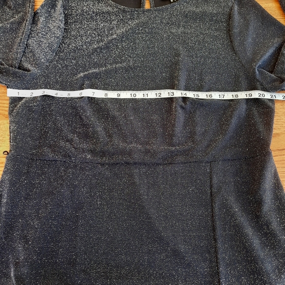 New Look Curves Navy Blue Shimmer Silver Metallic Womens Maxi Dress Plus Size 20 - Picture 8 of 13